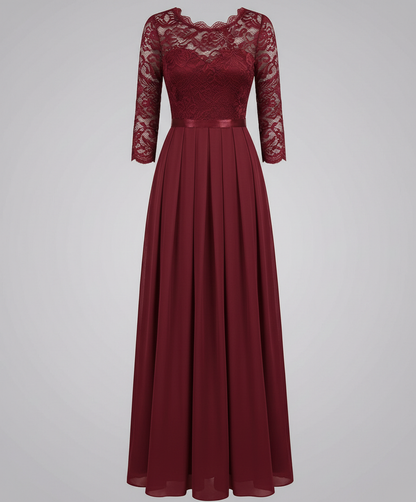Elegantes Damen Brautjungfernkleid Spitze Weiß