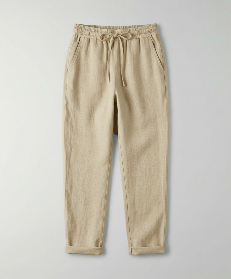 Damen Leinenhose Luftig Sommer Beige