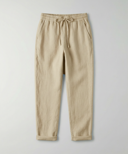 Damen Leinenhose Luftig Sommer Beige