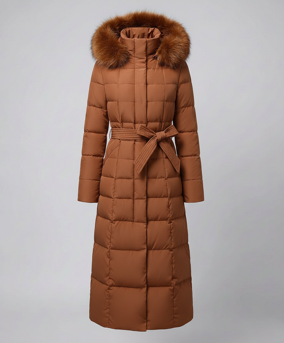 Damen Wintermantel Lang Leder