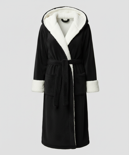 Damen Fleece Morgenmantel Weich Kuschelig Grau