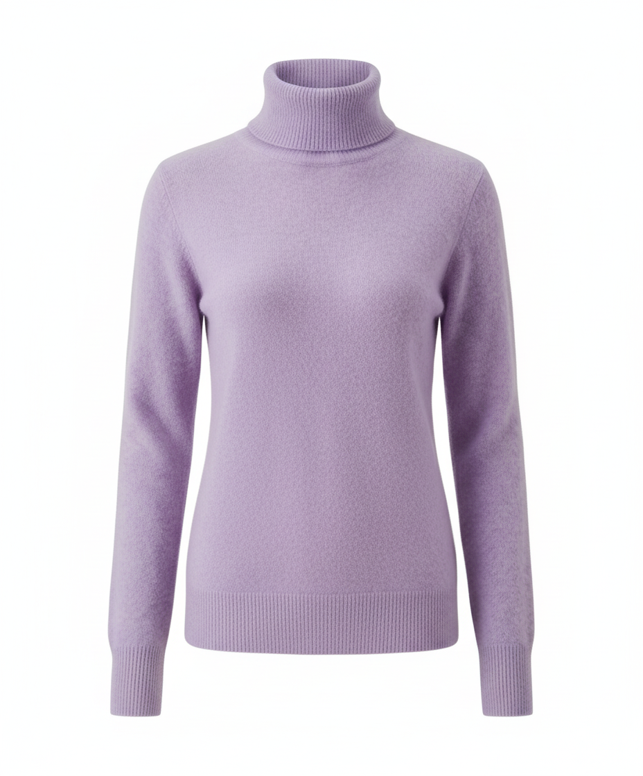 Weiche Damen-Cashmere-Pullover Rollkragen Beige