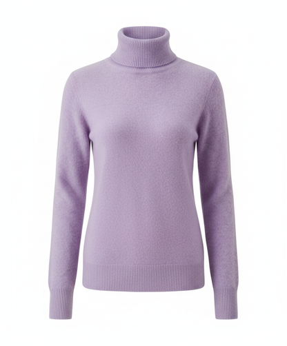 Weiche Damen-Cashmere-Pullover Rollkragen Beige