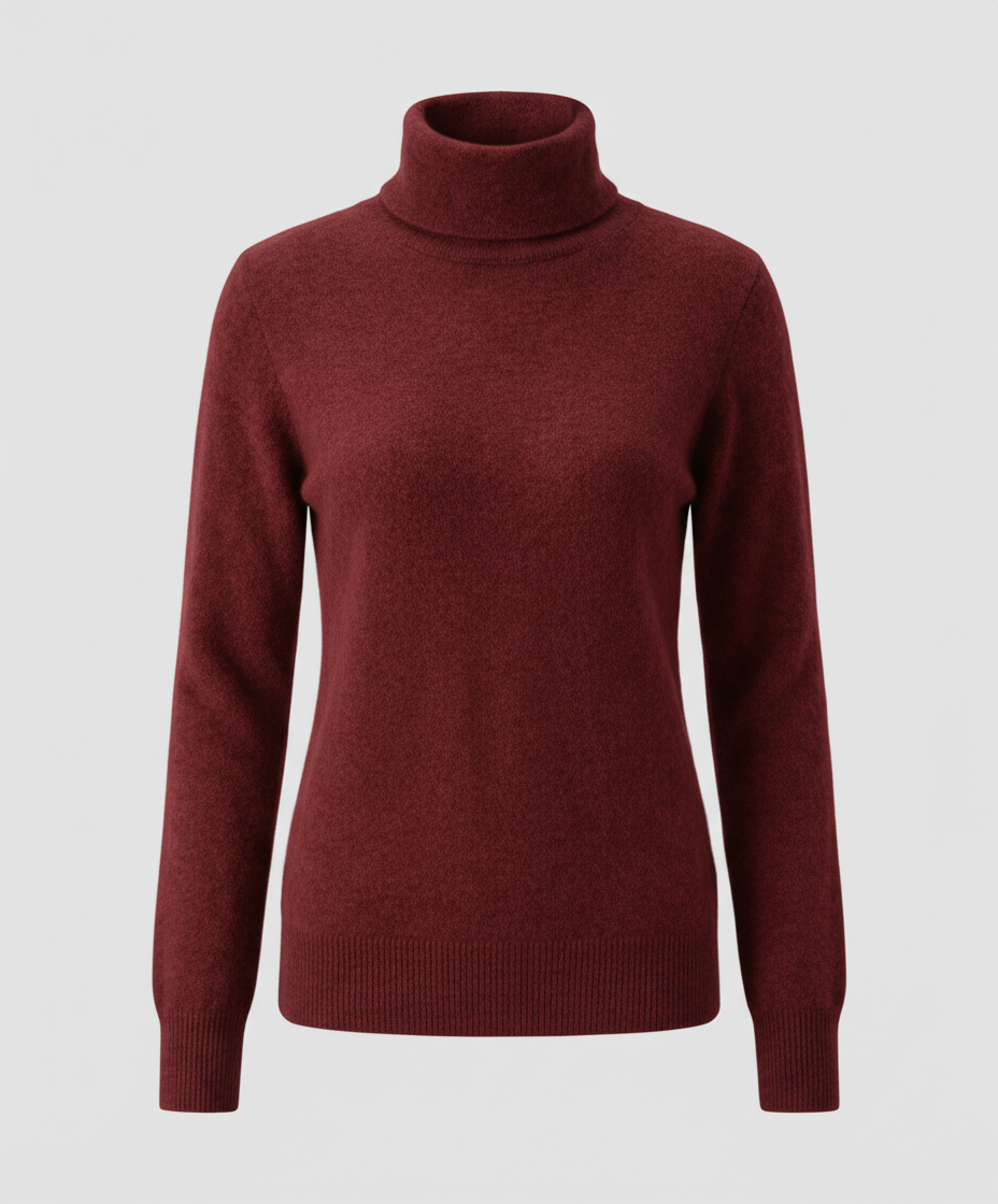 Weiche Damen-Cashmere-Pullover Rollkragen Beige