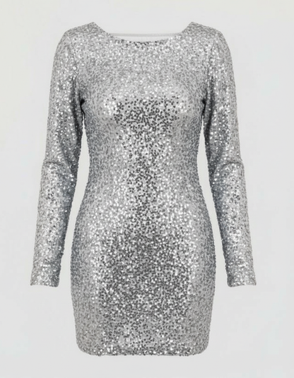 Damen Festliches Minikleid Langarm