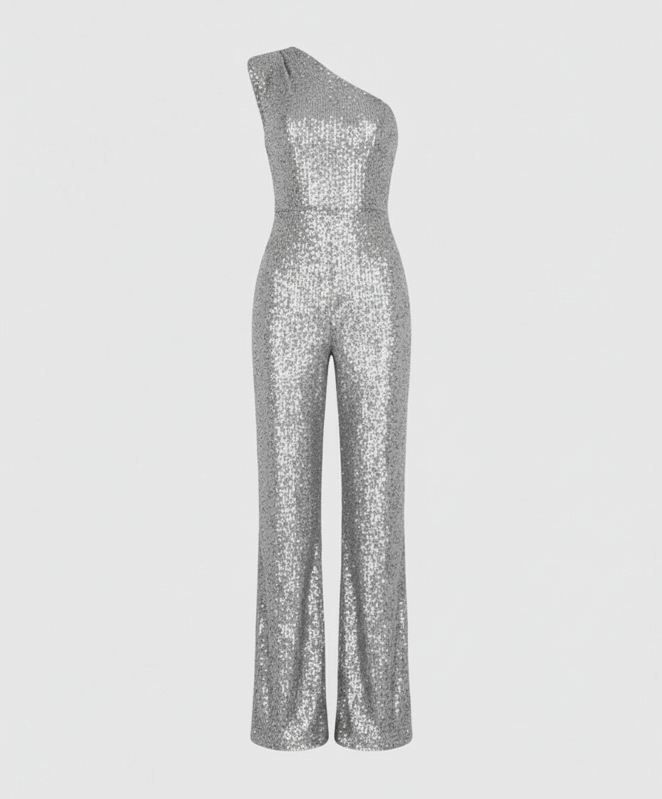 Damen Pailletten Jumpsuit Glitzer Effekt