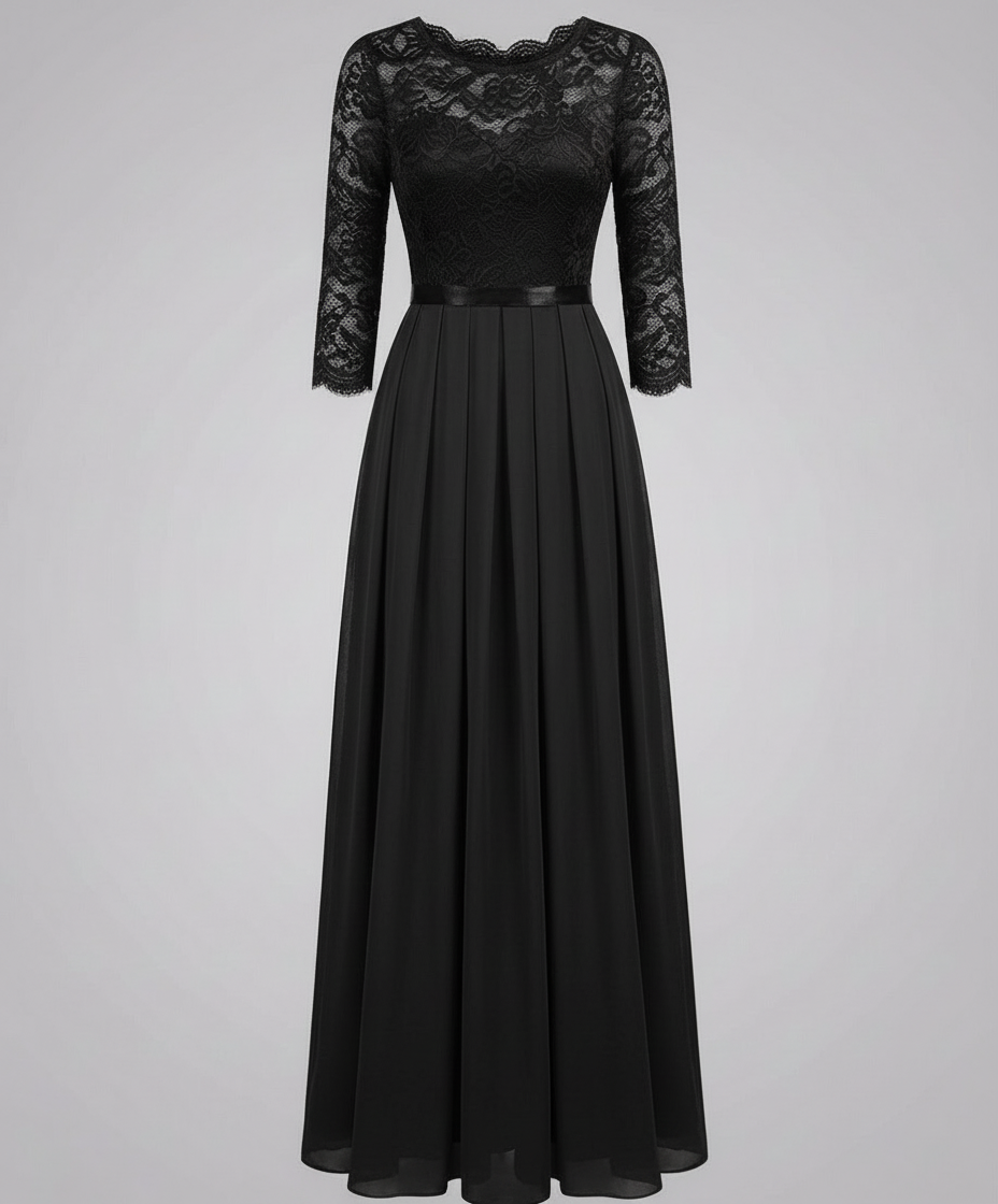 Elegantes Damen Brautjungfernkleid Spitze Weiß