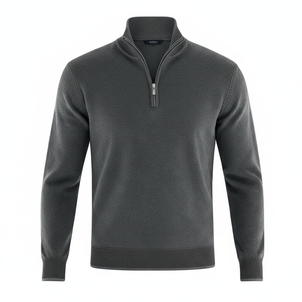 Damen Merino Pullover Reißverschluss Strickware Beige