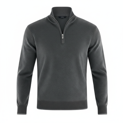 Damen Merino Pullover Reißverschluss Strickware Beige