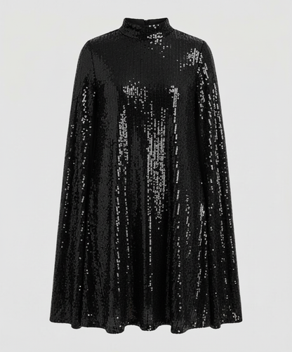 Elegantes Damen Cape-Kleid mit Pailletten