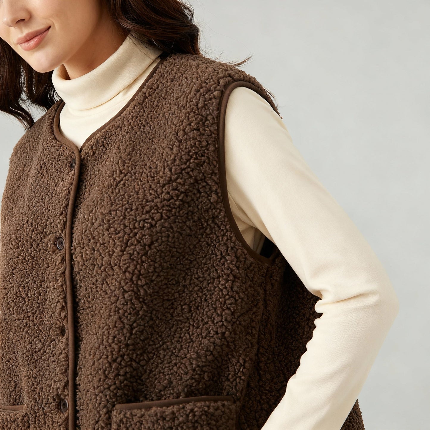 Damen Fleece-Weste Warm Elegante Winter