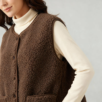 Damen Fleece-Weste Warm Elegante Winter