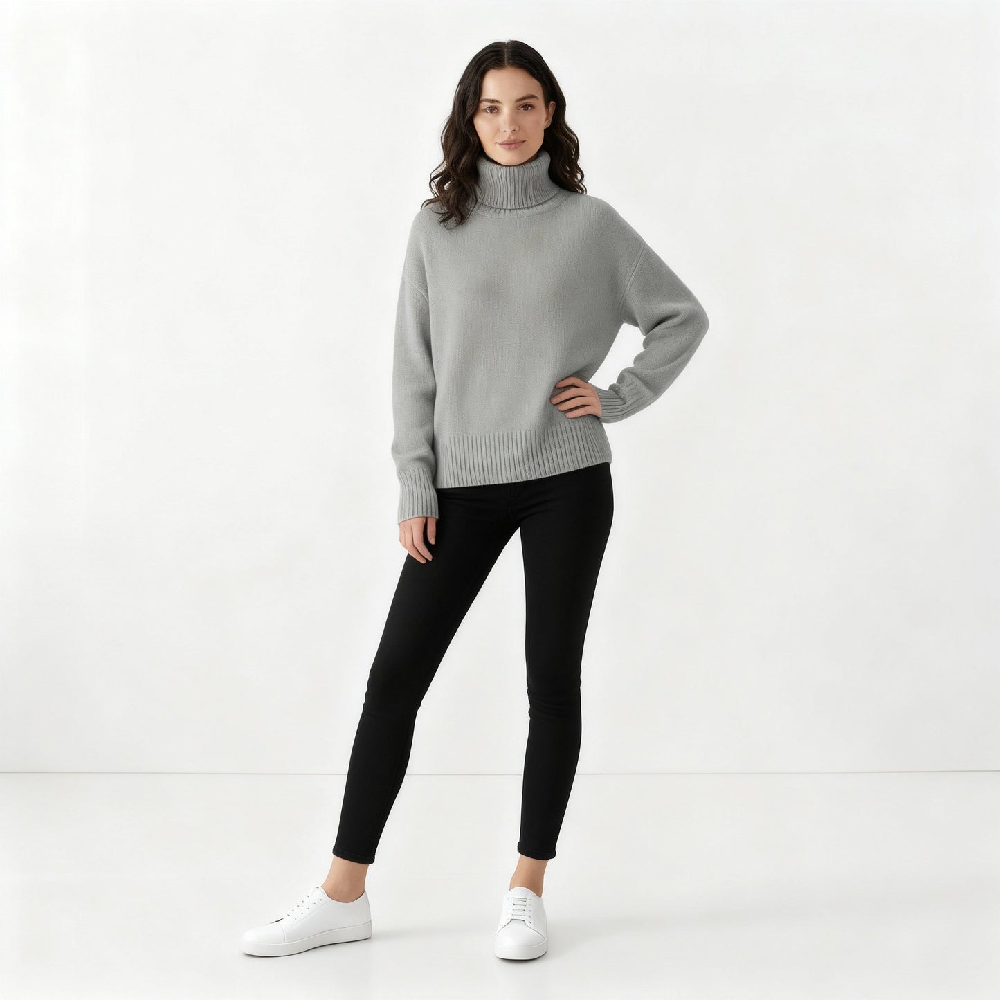 Eleganter Damen Rollkragenpullover Kaschmir Beige