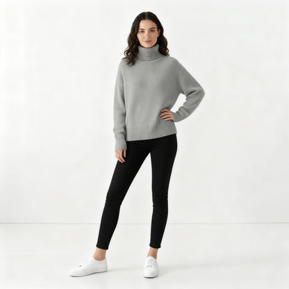 Eleganter Damen Rollkragenpullover Kaschmir Beige