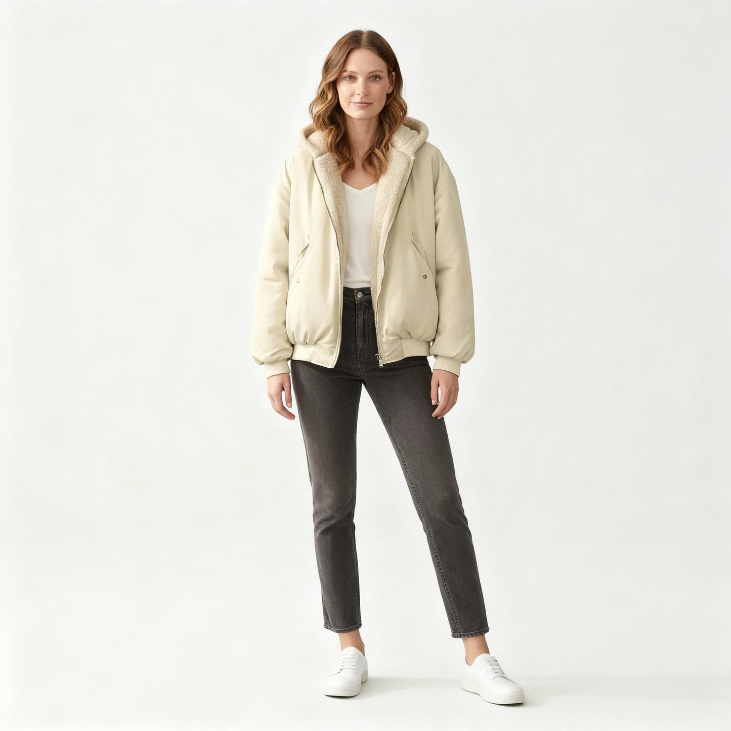 Damen Winterjacke Oversized Komfort Warm Fleece Look