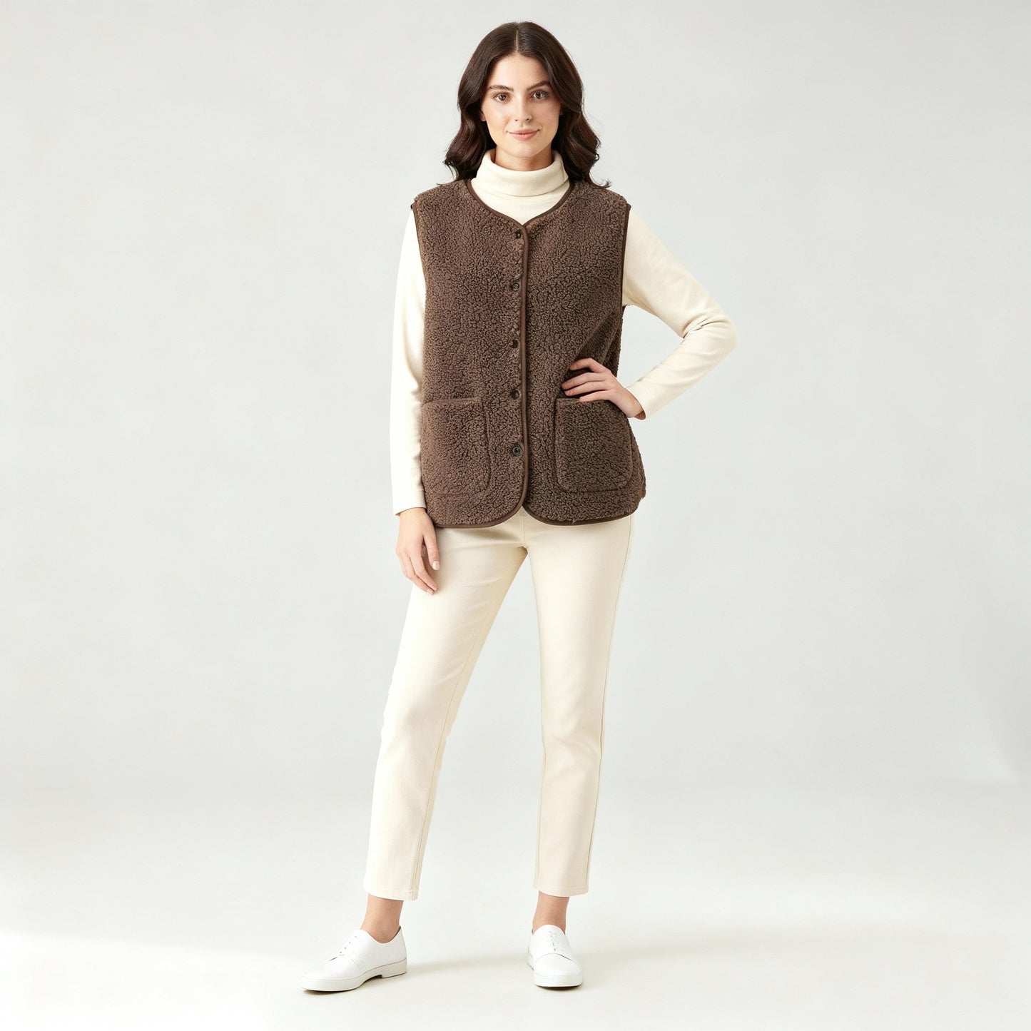 Damen Fleece-Weste Warm Elegante Winter