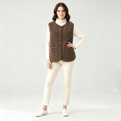Damen Fleece-Weste Warm Elegante Winter