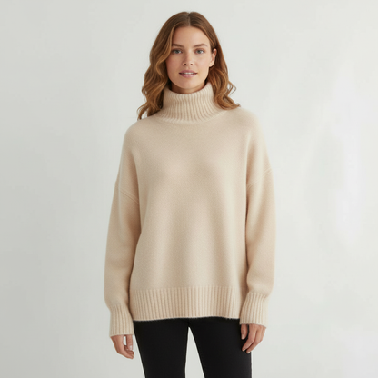 Damen Pullover Rollkragen Gerade Passform - Norvielle