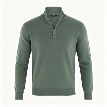 Damen Merino Pullover Reißverschluss Strickware Beige