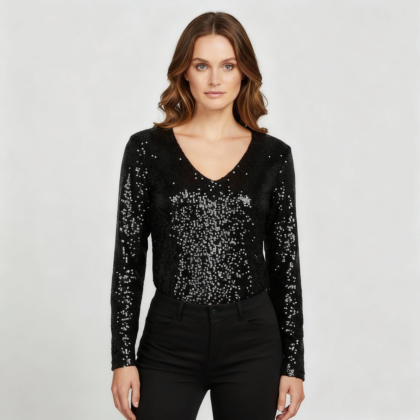 Damen V-Ausschnitt Glitzernd Party Eleganz - Norvielle