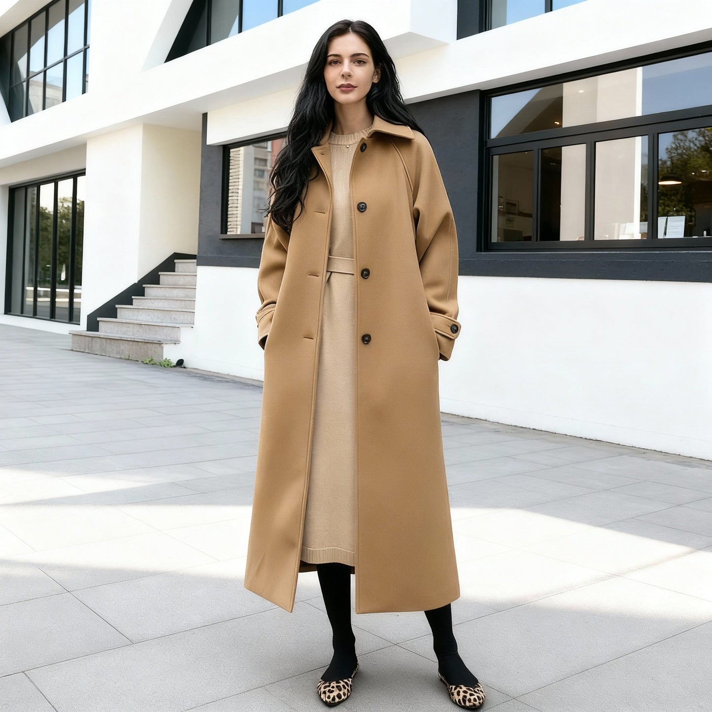 Norvielle Damen Eleganter Langmantel
