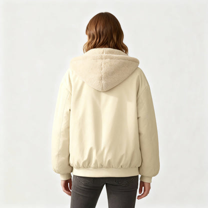 Damen Winterjacke Oversized Komfort Warm Fleece Look