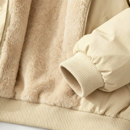 Damen Winterjacke Oversized Komfort Warm Fleece Look