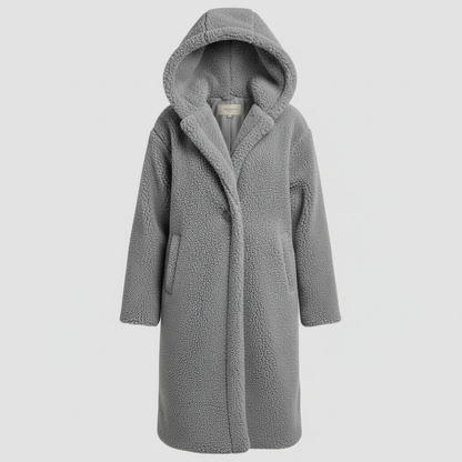 Damen Teddy Mantel Langer Kapuzenmantel Komfort