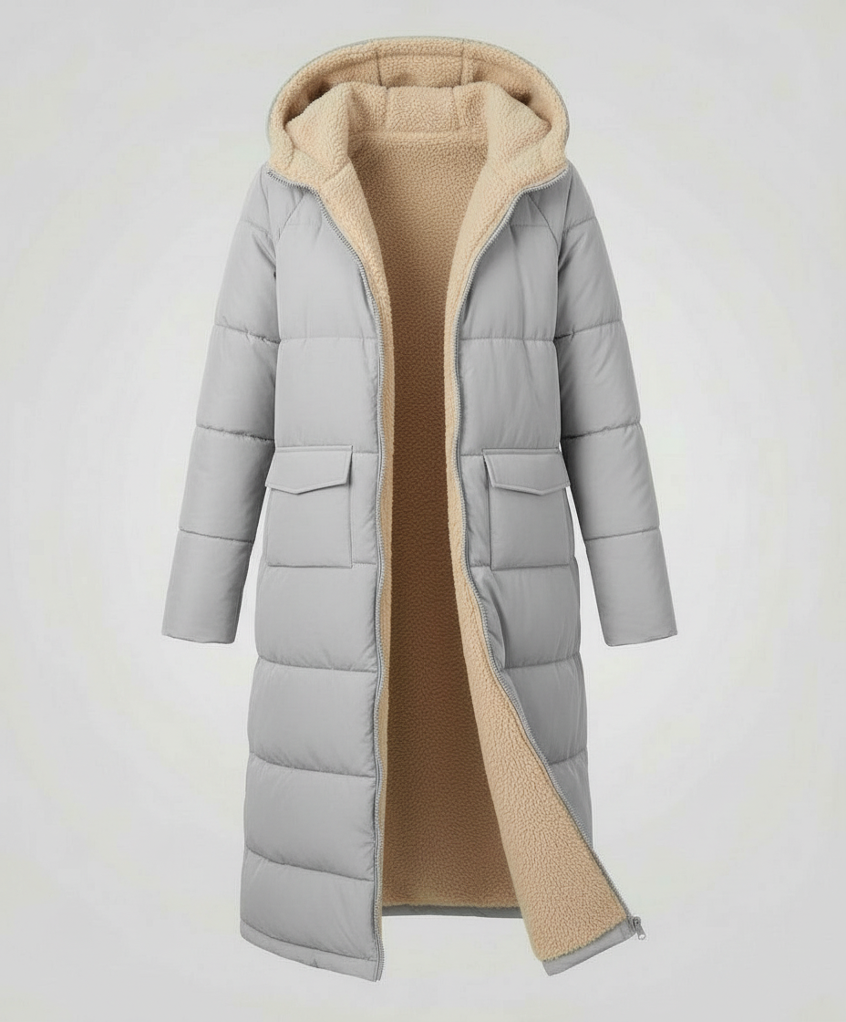 Damen Pufferjacke Lang Wendbar