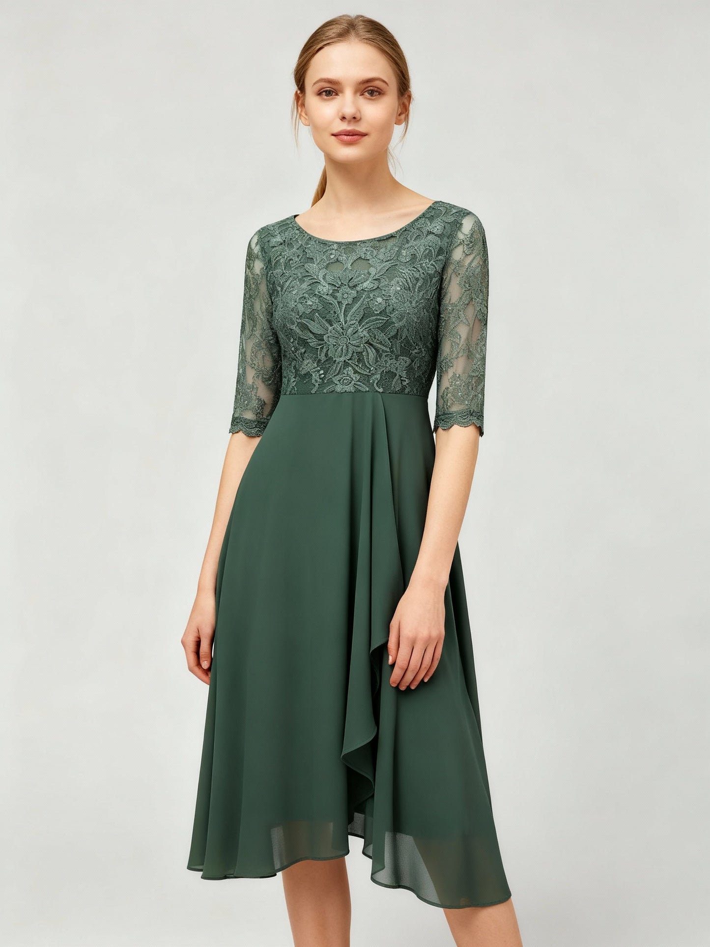 Damen Kleid Liv Chiffon Leichter Stretch Maxilänge - Norvielle
