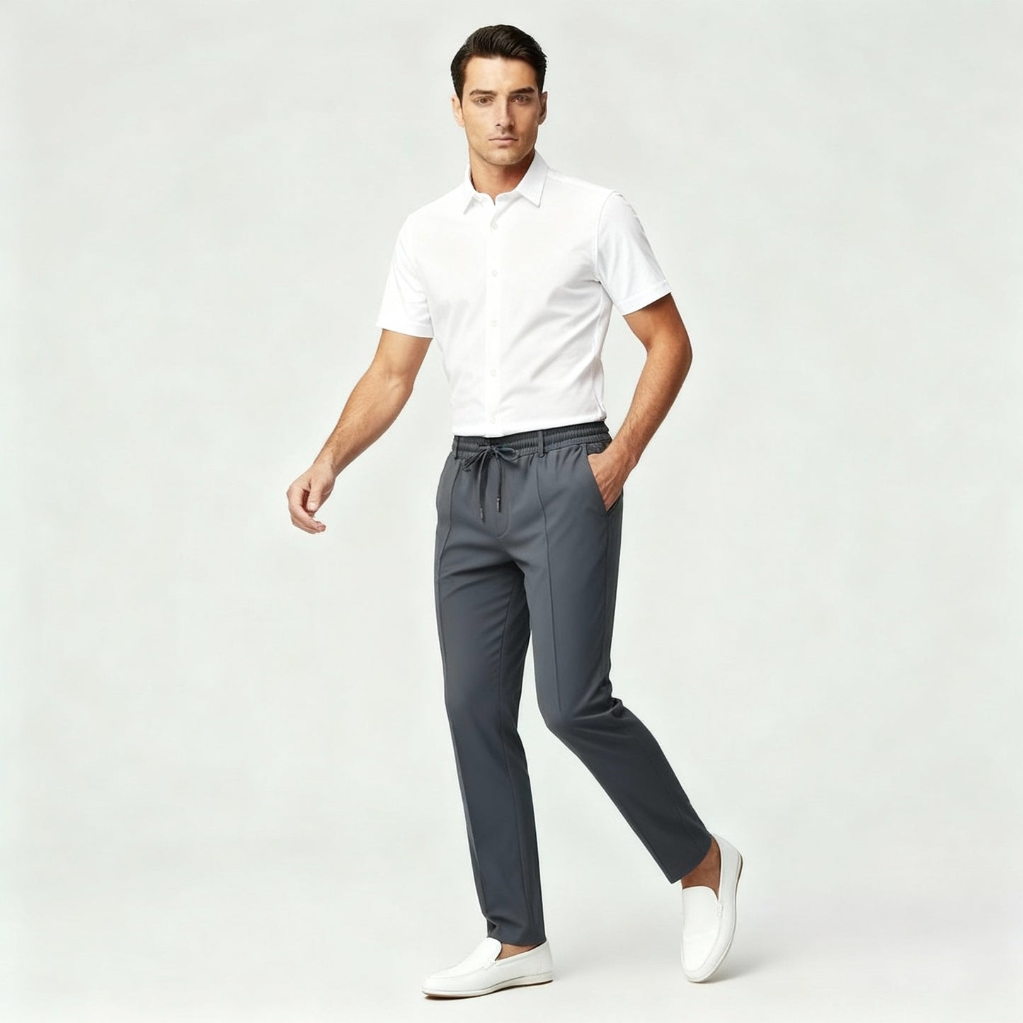 Herrenhose Gerade Passform Elastischer Bund