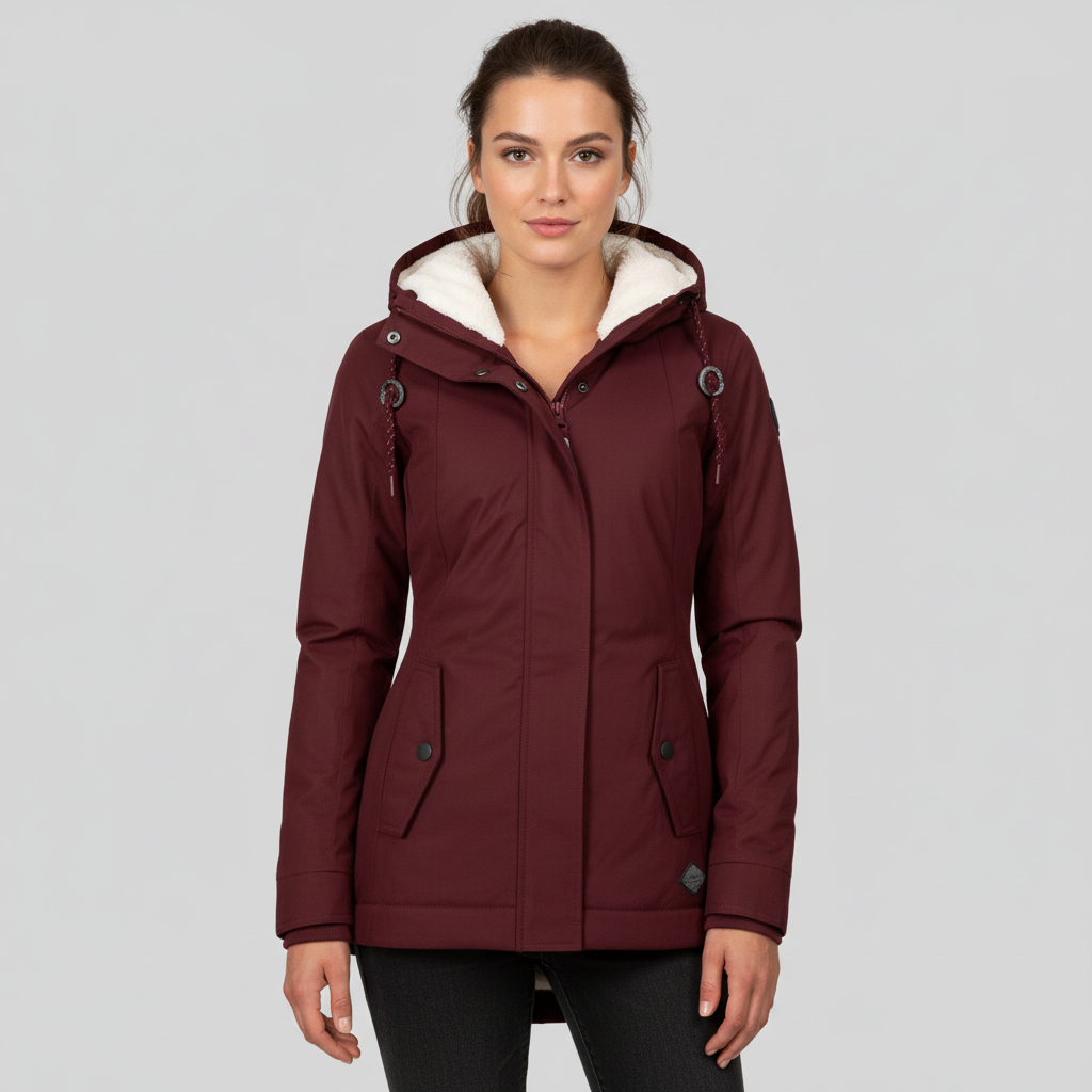 Damen Jacke Mittellang Körpernah Schwarz - Norvielle