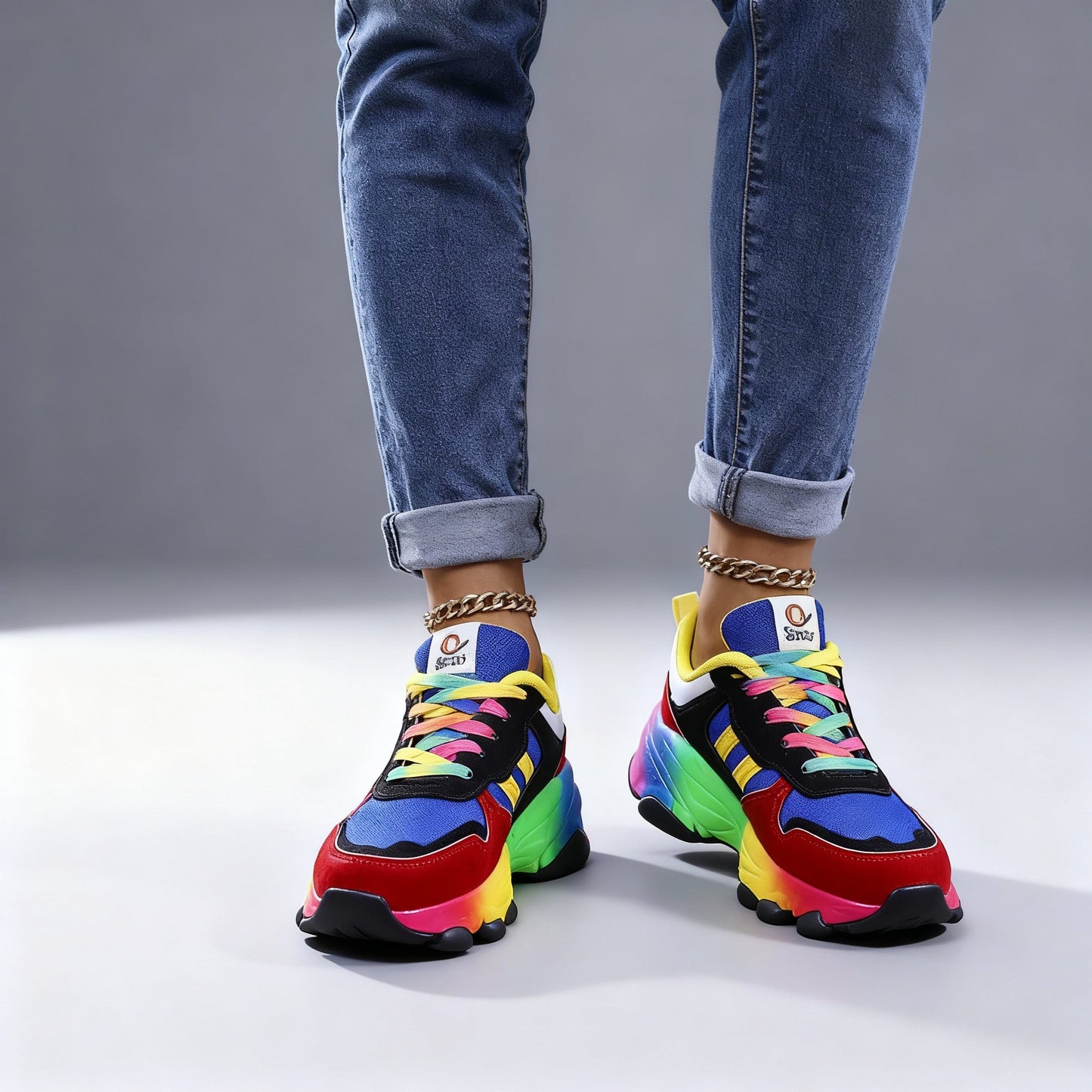 Damen Sneaker Sportlich Bunt Plateau - Norvielle