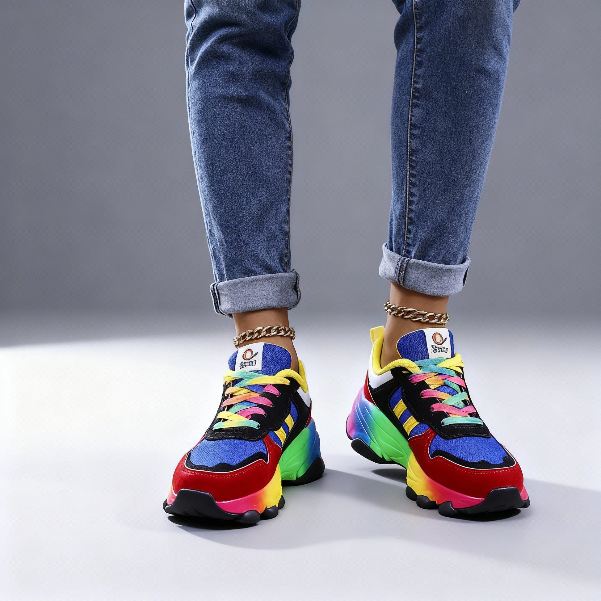 Damen Plateau Sneaker Bunt Sportlich - Eveloria