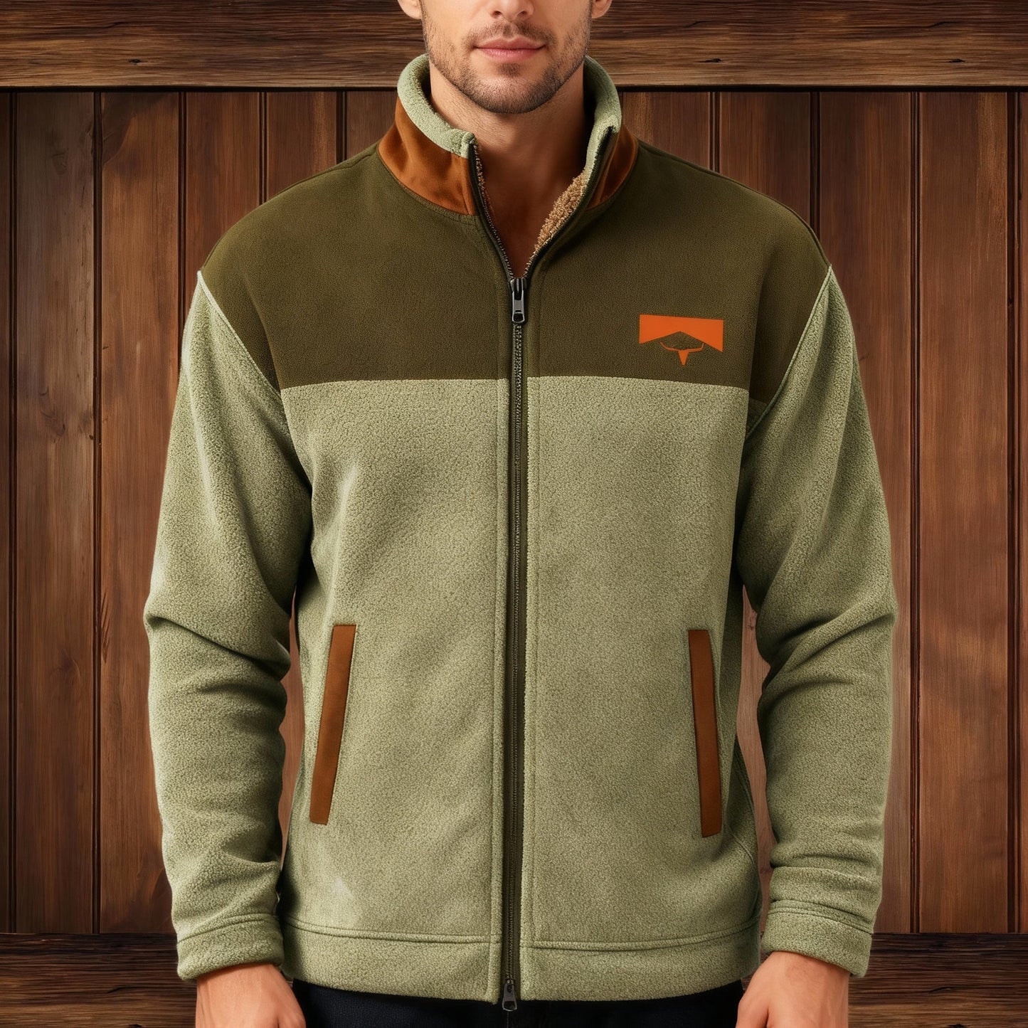 Herrenjacke Durchgehender Reißverschluss Umlegekragen