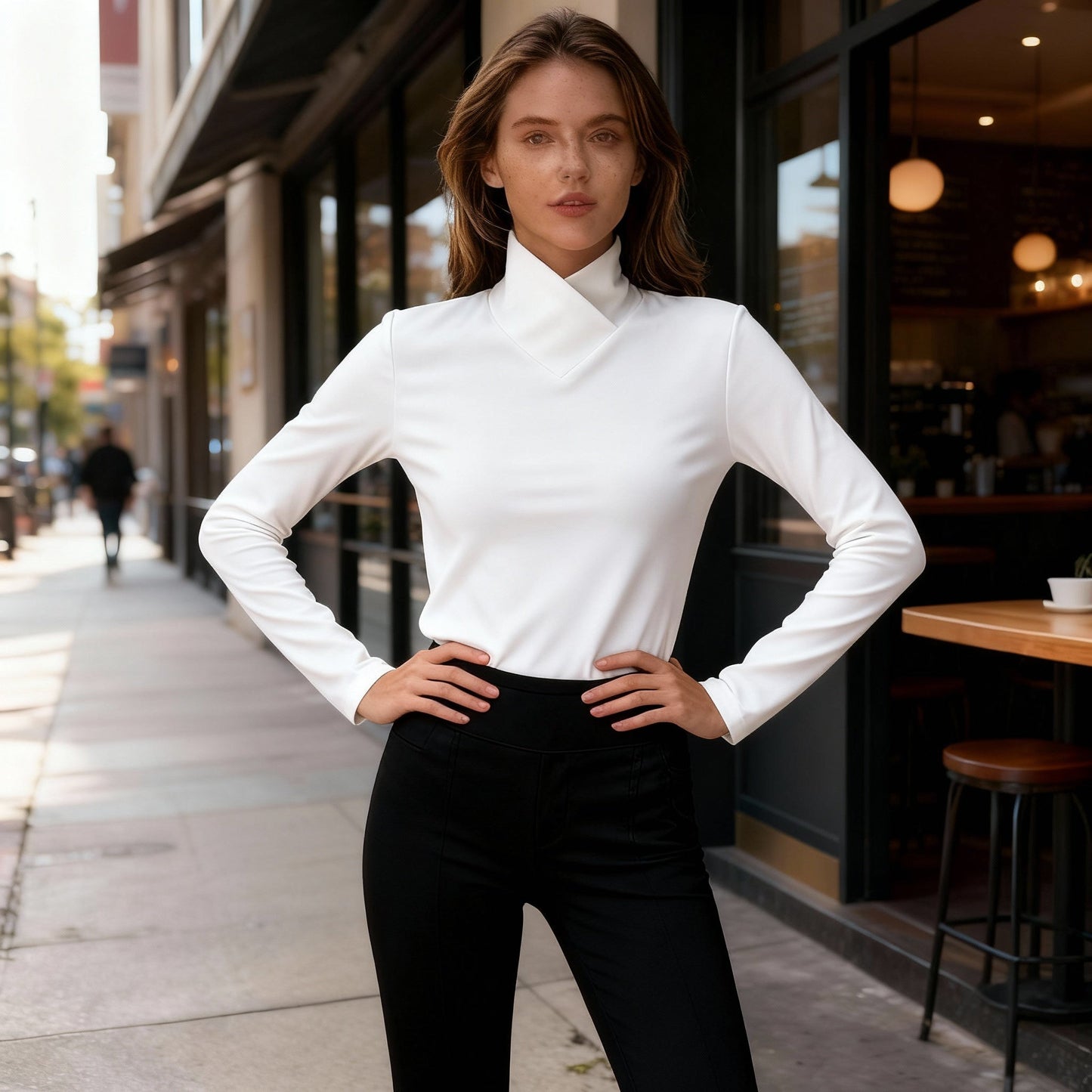 Norvielle Damen Rollkragenpullover Elegantes Design Hocher Kragen