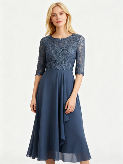 Damen Kleid Liv Chiffon Leichter Stretch Maxilänge