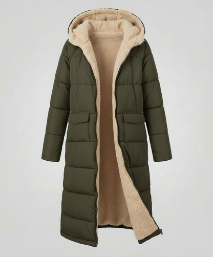 Damen Pufferjacke Lang Wendbar