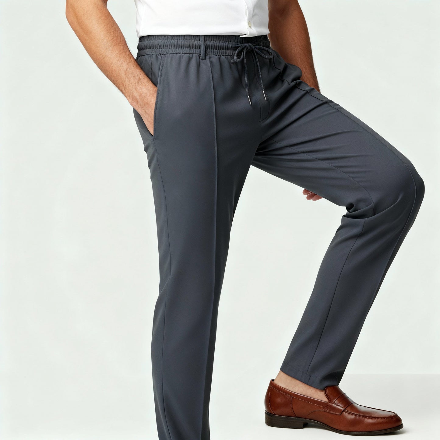 Herrenhose Gerade Passform Elastischer Bund