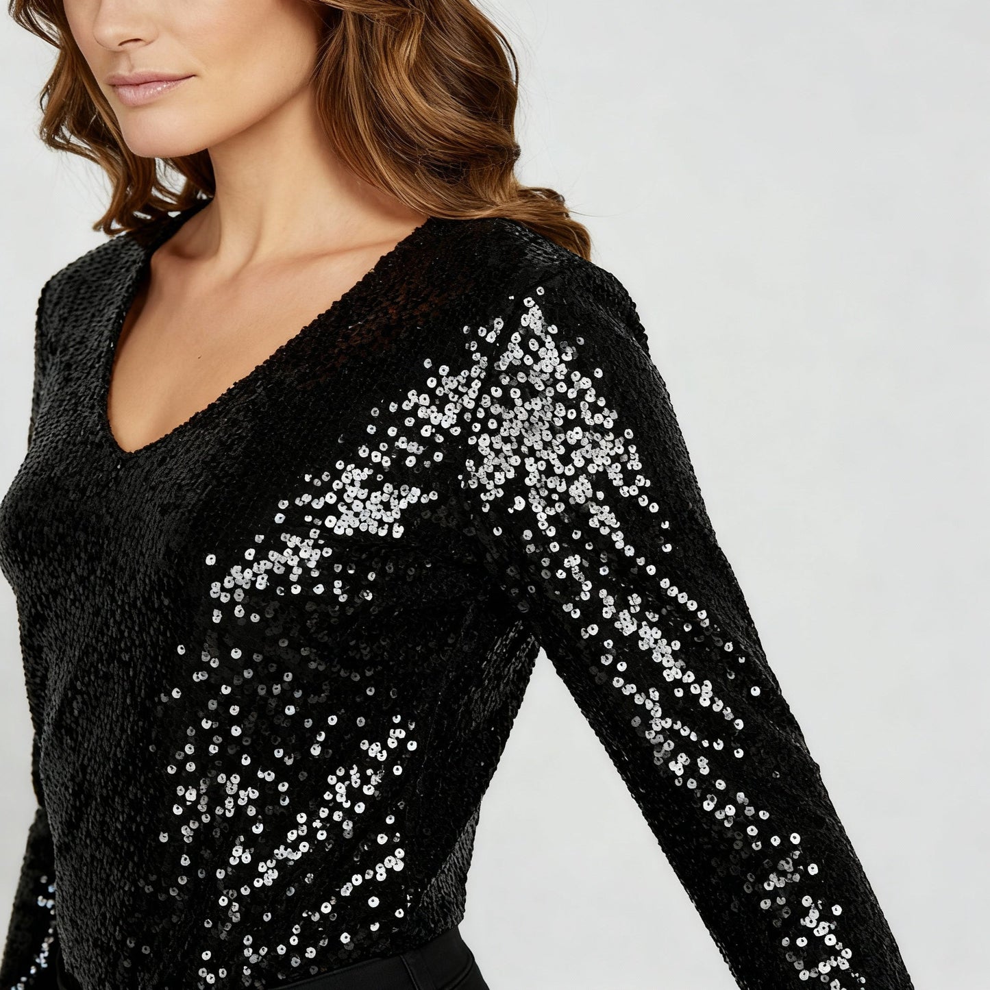 Damen V-Ausschnitt Glitzernd Party Elegant