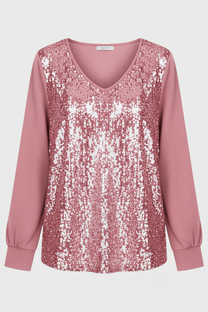Damen Bluse Glitzer Effekt Schlicht