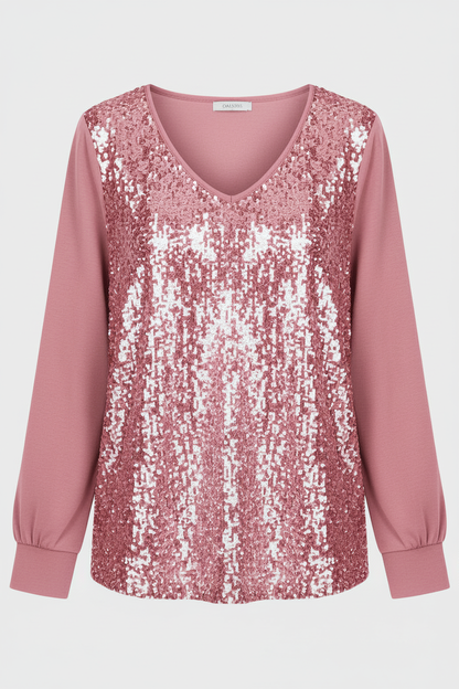 Damen Bluse Glitzer Effekt Schlicht