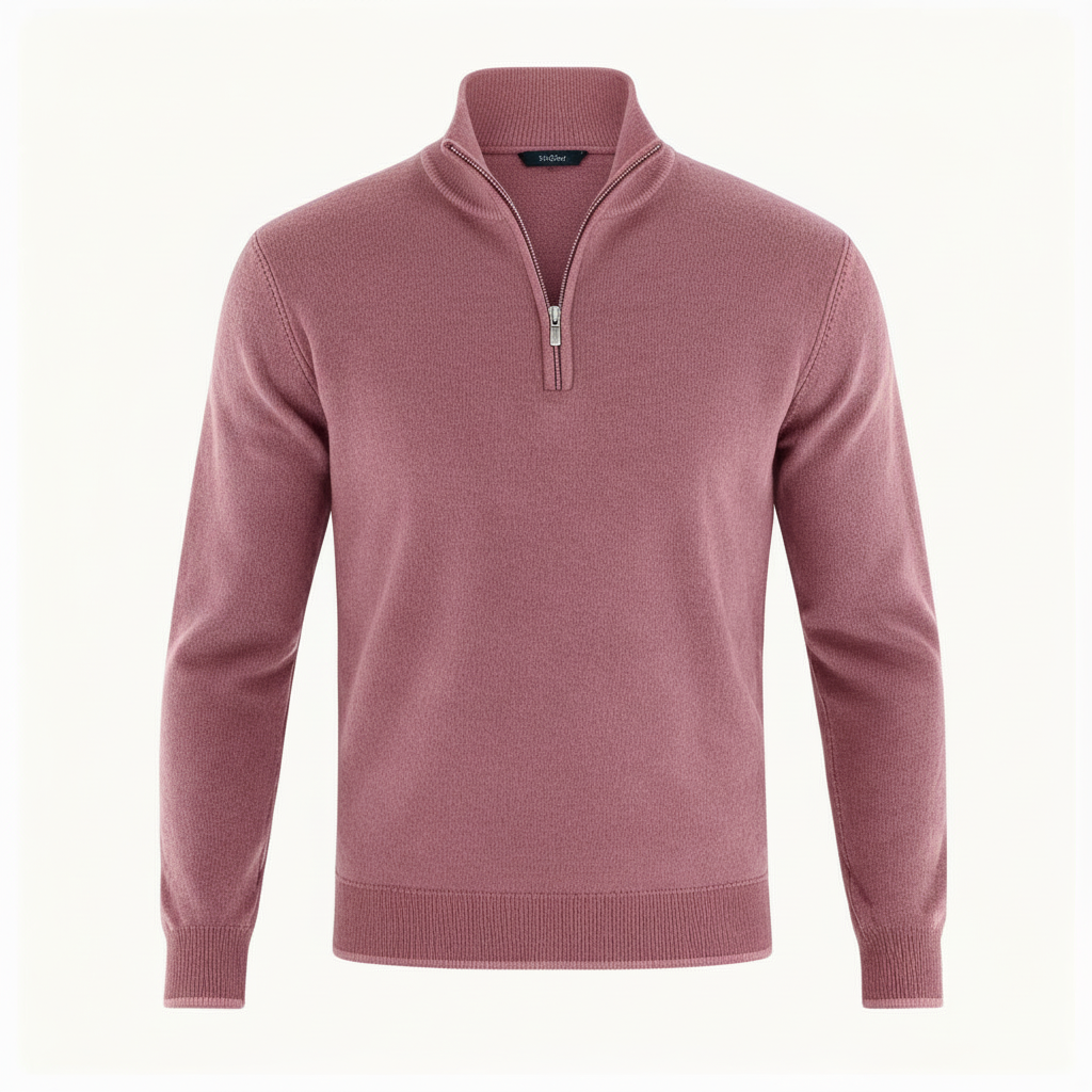 Damen Merino Pullover Reißverschluss Strickware Beige