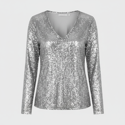 Damen V-Ausschnitt Glitzernd Party Eleganz