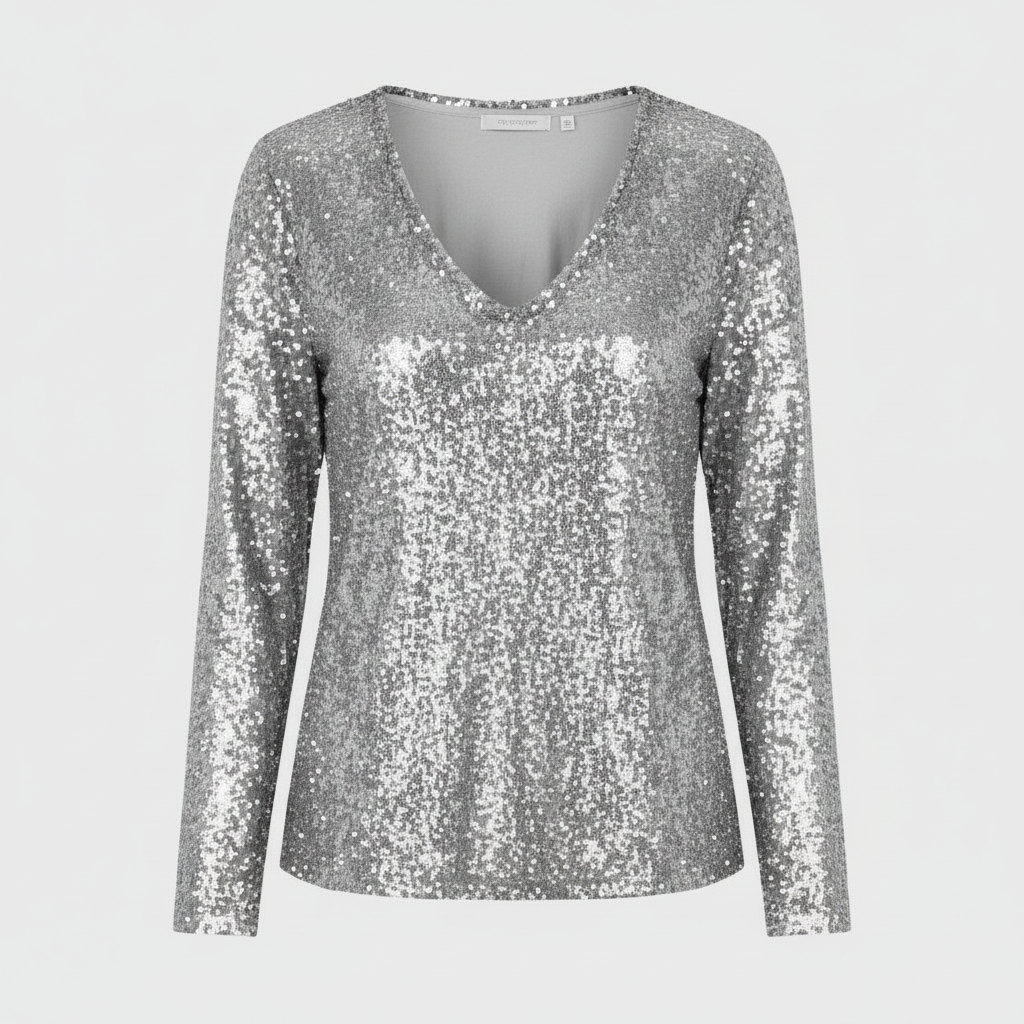 Glänzender Damen V-Ausschnitt Pullover
