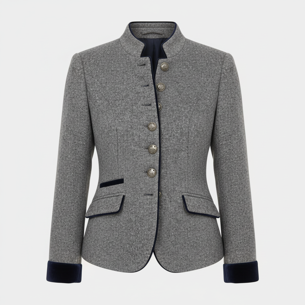 Damen Wolljacke Klassisch Strukturiert Komfort Beige