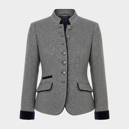 Damen Wolljacke Klassisch Strukturiert Komfort Beige