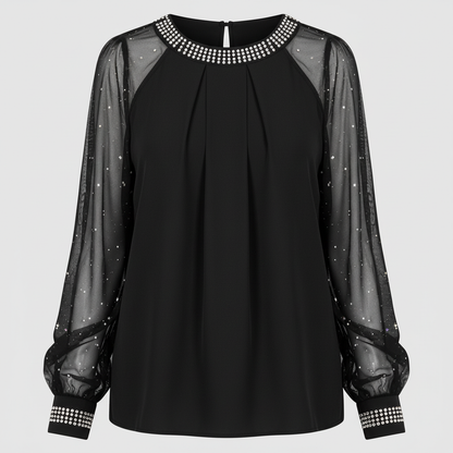 Damen Oberteil Mesh Pailletten