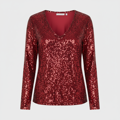 Glänzender Damen V-Ausschnitt Pullover