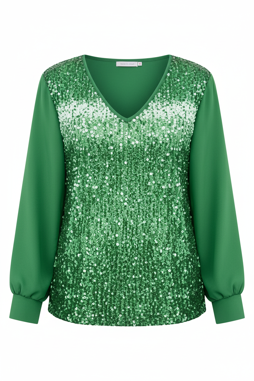 Damen Bluse Glitzer Effekt Schlicht